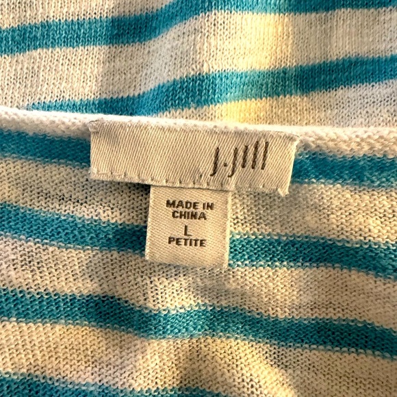 J. Jill Linen Blend Striped 3/4 Sleeve Boxy front pocket Tunic Size Large - Picture 7 of 10